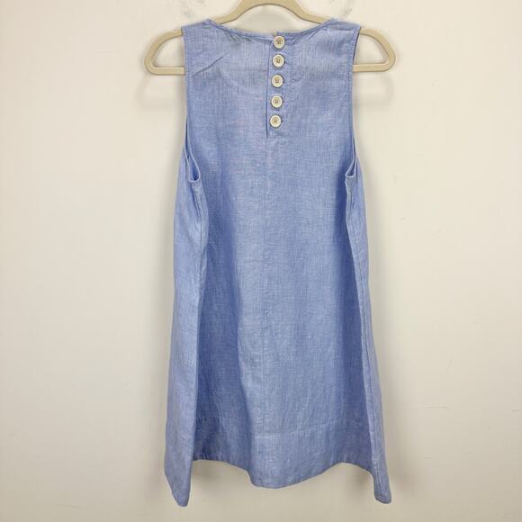 J.Crew Petite Maxine Button Back Dress Linen Shift Mini French Blue Large - Picture 10 of 12